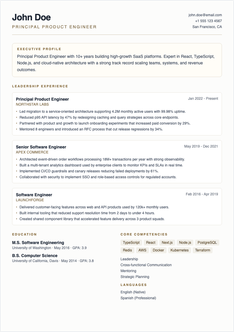 Boardroom Elite resume template preview