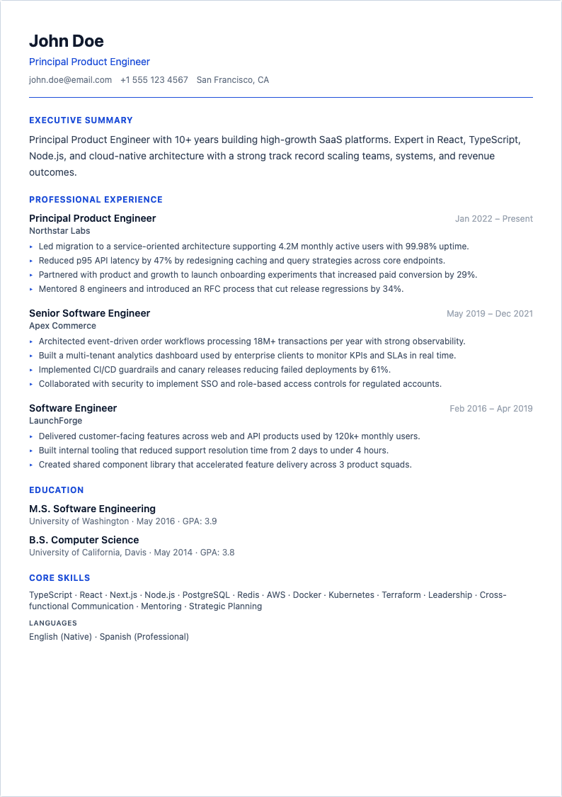 Consultant Pro resume template preview