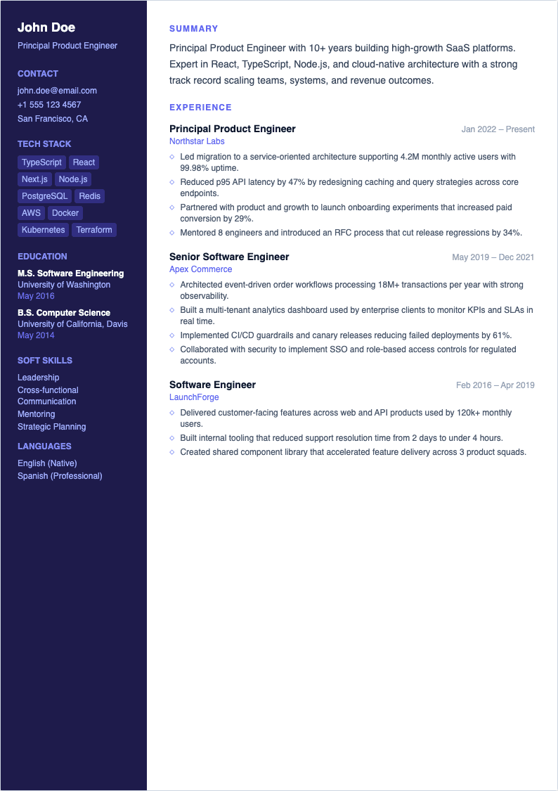 Data Science Insight resume template preview