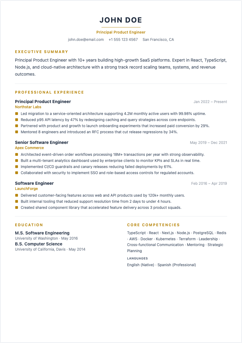 Finance Analyst resume template preview